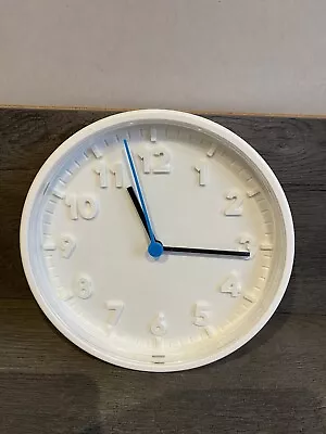 Ikea Stomma Wall Clock Gustav Carlberg White Blue Plastic 20cm. FREE POSTAGE • £14