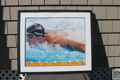 Michael Phelps Autographed 25”x21  Framed Picture Certificate Of Authenticity  • $199