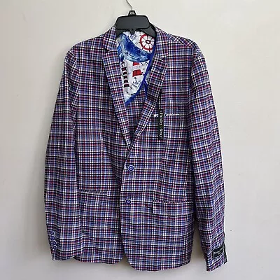 Paisley & Gray Sports Coat Jacket Blazer Mens 42 Slim Fit Long Plaid Check NEW • $54.95