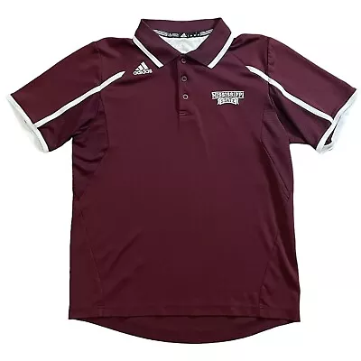 Used Adidas Mississippi State Bulldogs Hail State Polo Shirt Maroon Size Medium • $19.99