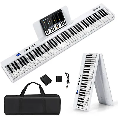$139 • Buy Sonart Folding Electric 88-Key Piano Keyboard Semi Weighted Full Size MIDI White