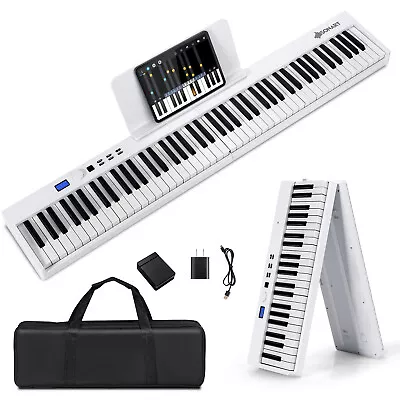 Sonart Folding Electric 88-Key Piano Keyboard Semi Weighted Full Size MIDI White • $129