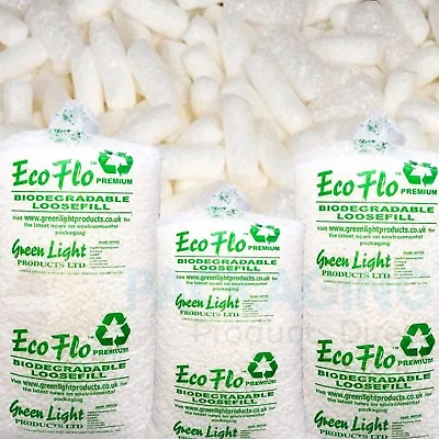 Loosefill Bags Of ECOFLO Biodegradale Loose Fill Packing Peanuts Top Quality • £28.29