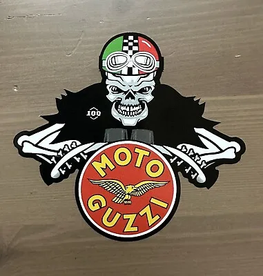 Moto Guzzi Cafe Skull Helmet Italian Motorcycle Bumper Sticker Decal Usa Made • $16.99