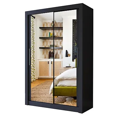 Milan Full Mirror 2 Sliding Door WARDROBE (or 3 In 250CM) AVAILABLE IN 4 COLOURS • £289