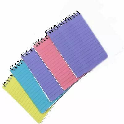 Spiral Note Pad Book A7 Multi Coloured Plastic Cover Lined Ruled Shopping Jotter • £2.99