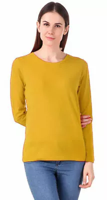 Womens Long Sleeve T Shirt Top Ladies Plain Round Neck Top UK Plus Sizes 8-26 • £8.99