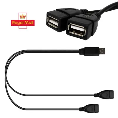 £3.12 • Buy Male USB 2.0 A 1 To 2 Dual USB Female Data Hub Power Adapter Y Splitter Cable UK