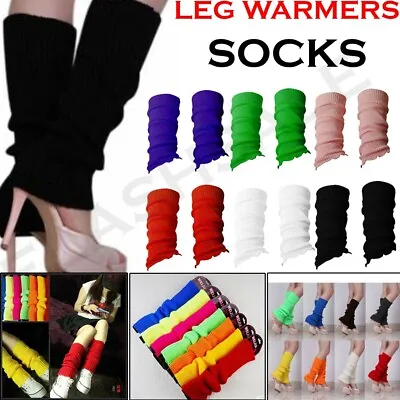 Ladies Leg Warmers Plain Colours Dance 80s Party Fancy Footless Sock UK One Size • £3.88