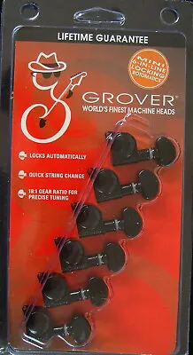 Grover 406BCL6  Mini Rotomatic Locking Tuners 6 In-Line Left Hand Black Chrome • $77.25