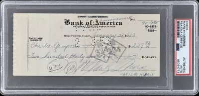 Marilyn Monroe 1953 Signed Autographed Check PSA/DNA Authentic HOLLYWOOD ICON • $7999.95