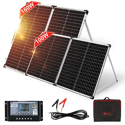£149.99 • Buy Dokio 100W 160W 12v Foldable Solar Panel For Car Battery/Camper/RV/Home/Garden