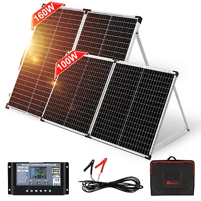 Dokio 100W 160W 12v Foldable Solar Panel For Car Battery/Camper/RV/Home/Garden • £139.99