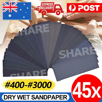 $9.45 • Buy 45X 400-3000 Grit Wet And Dry Sandpaper Waterproof Sanding Paper Sheet Assorted