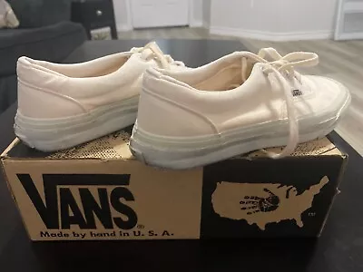 VTG VANS WHITE CANVAS Made U S A BOYS SIZE 6 Womens 8 Original Box SKATEBOARD • $29.99