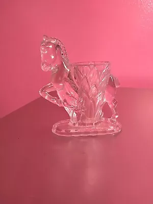 Vintage L E Smith Crystal Clear Horse Vase • $34.40