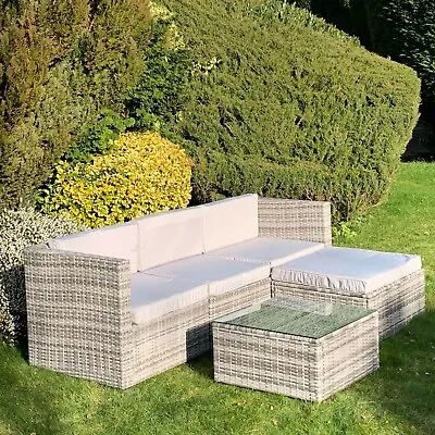 Outdoor Rattan Garden Furniture Corner Sofa Lounge Set In/Outdoor Cushions Inc • £259.99