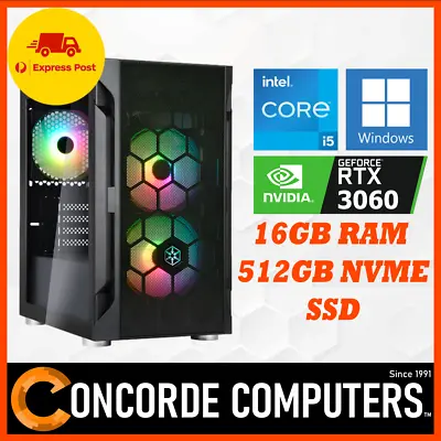 Intel I5 6 Core 16GB RAM 512GB SSD RTX 3060 12GB GAMING Desktop PC Computer • $1249