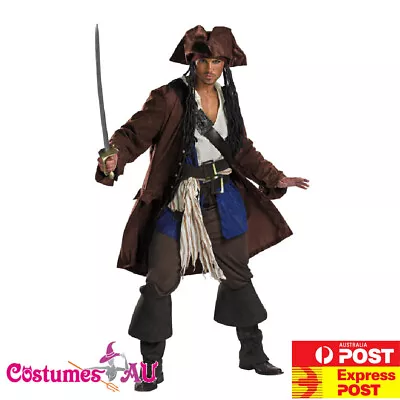 Mens Jack Sparrow Costume Pirates Of The Caribbean Captain Adult Book Week • $51.30