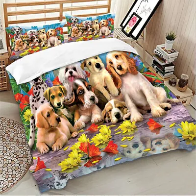 $32.80 • Buy Dog Animal Soft Doona Quilt Duvet Cover Set Single Double Size Bed Pillowcase AU