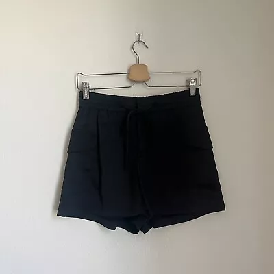 Zara Women's Satin Effect Cargo Shorts In Black Size XSMALL EUC • $19.99