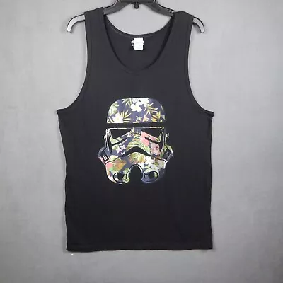 Star Wars Tank Top Mens Large Black Hawaiian Storm Trooper Floral Print • $10.50