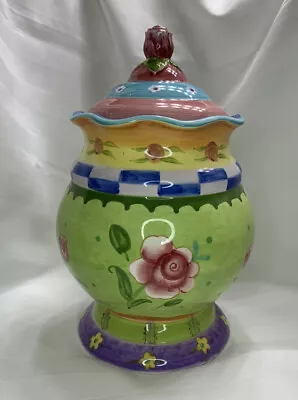 Vintage Certified International Tea Garden Cookie Jar Ceramic Sue Zipkin 1990s • $25.99