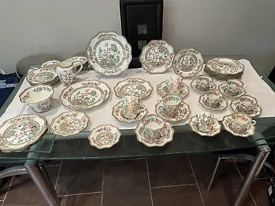 Antique Coalport Indian Tree  Fluted Scalloped Edge Dinner Set Circa 1883 • £17.50