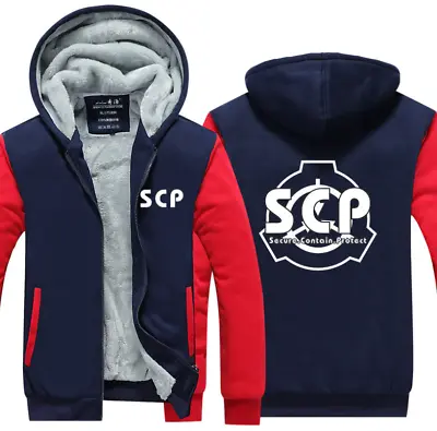 SCP Foundation Winter Thick Zipper Jacket Hoodie Mens Fleece Warm Sweatshirts • £44.39
