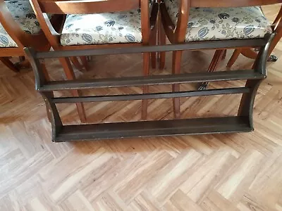 £75 • Buy Ercol Dark Elm Wood Wall Hung Plate Display Rack 2 Shelves Gc Vintage Oak Colour