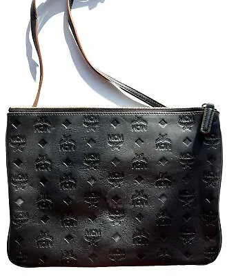 MCM Klara Monogram Leather Crossbody Bag / Clutch MSRP $530 Black • $200