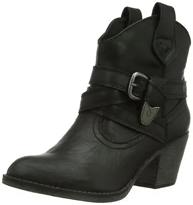 Rocket Dog Womens Pull On Cowboy Ankle ShoesSatire Black Boots • £46.99