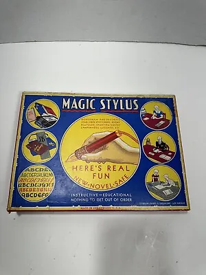 Vintage THE MAGIC STYLUS 1933 Wood Burning Tool Set In Box Old Used But Works! • $79.99