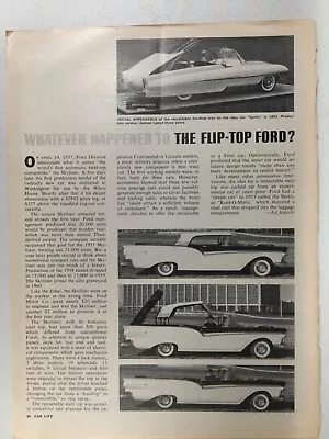 FordArt36 VINTAGE Original Article Racing 1957 Ford Retractable Hardtop 8/65 1pg • $9.99