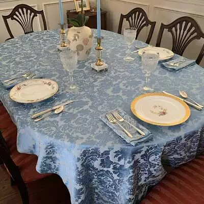 Damask Oval Tablecloth  Cotton Tablecloth Blend All  Sizes • $62