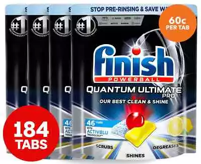 $132 • Buy 4 X 46pk Finish Powerball Quantum Ultimate Pro Dishwashing Tabs Tablets Lemon