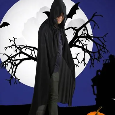 Halloween Unisex Cosplay Death Cape Long Hooded Cloak Wizard Witch Medieval Cape • £6.77