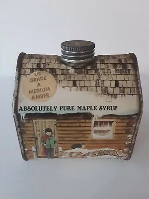 1984 Absolutely Pure Maple Syrup 16.9 Oz Log Cabin Tin Metal Can ~Full (C5) • $15