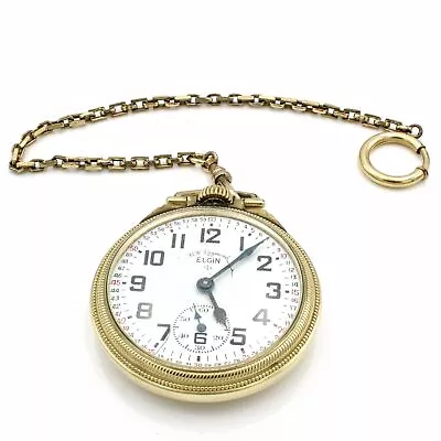 Vintage Elgin 21J 16S Montgomery Dial Railroad Grade 571 Pocket Watch #WB687-9 • $11.50