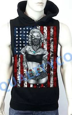 $21.99 • Buy Marilyn Monroe Bandana American Flag Black Vest Hoodie Sweatshirt US USA Sexy