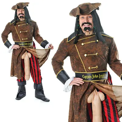 Pirate Captain John Longfellow Funny Mens Stag Costume Fancy Dress Outfit New • £44.99