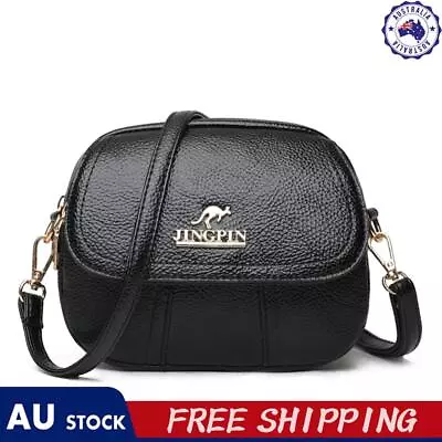 Retro Women PU Shell Shoulder Messenger Bag Multi Layers Handbags (Black) • $15.69