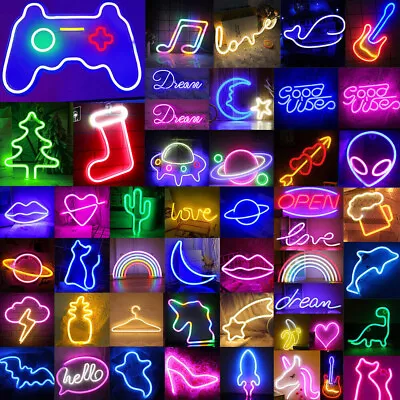 USB/Battery LED Neon Sign Light Bar Wall Hanging Bedside Lamp Lighting Decor US • $14.49