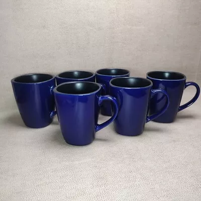 Corning Corelle Hearthstone Indigo Cobalt Blue Square Stoneware Mugs - Set Of 6 • $43.60