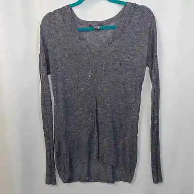 Vince Gray Blue Long Sleeve Linen Blend Tunic V- Neck Thin Sweater XS • $24.99