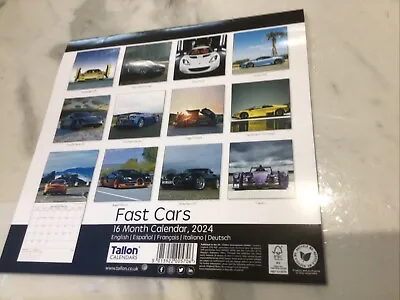 2024 Calendar Fast Speed Sports Cars Amazing Photos Month To View • £3.98