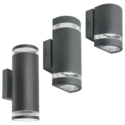 £29.99 • Buy LED Single Or Double Outdoor Garden Wall Lights Graphite GU10 Wall Lamps