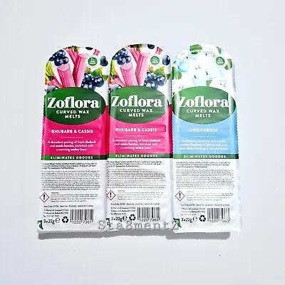 3 Zoflora Scented Candle Curved Wax Melts - 2 Rhubarb & Cassis And 1 Fresh Linen • £15.70