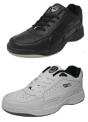 Mens DEK Wide Fitting Fit Lace Up Leather Trainers Shoes Black White Size 6-14 • £26.99