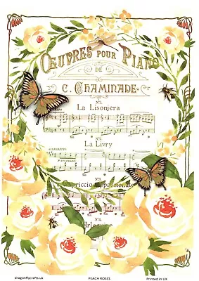 £1.70 • Buy Rice Paper Decoupage Butterfly Music Journaling, Scrapbooking, Craft, Upcycle.